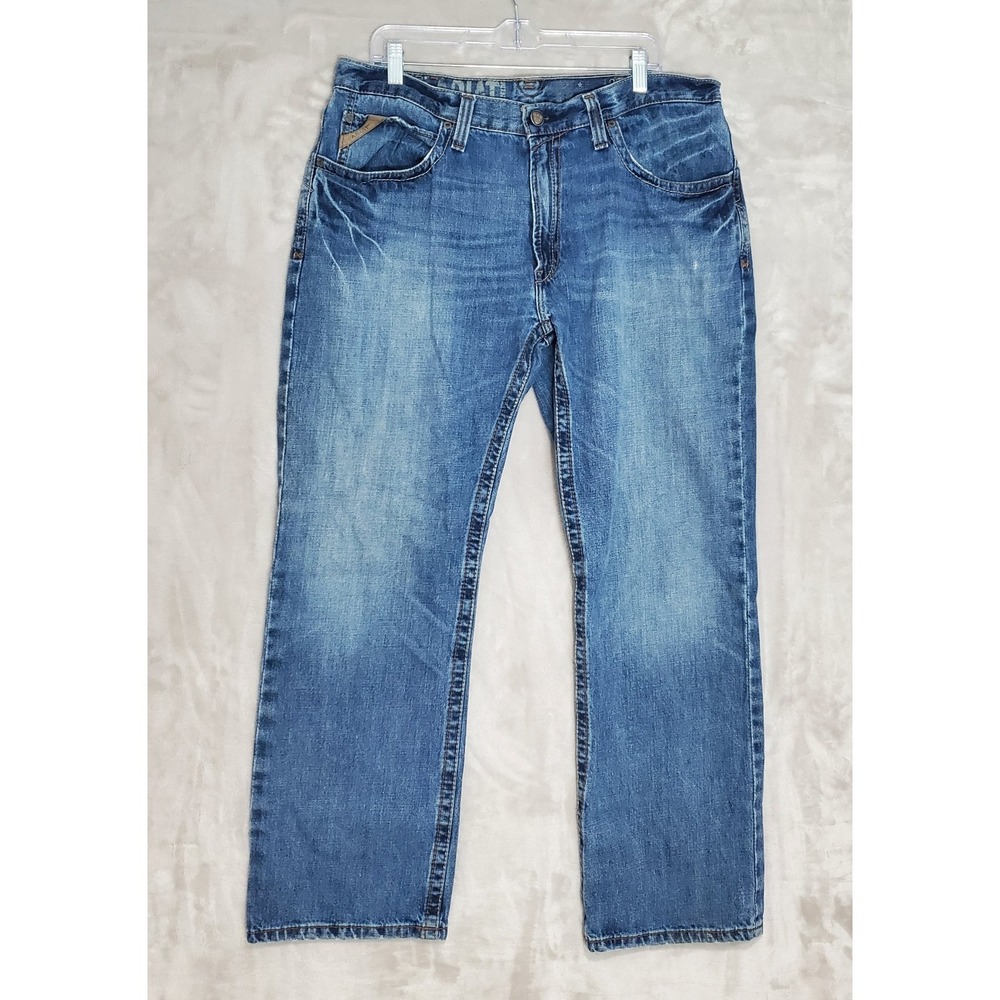 Ariat Jeans Mens 36x32‎ M4 Low Rise Blue Boot Cut Western Cowboy Workwear Flaws